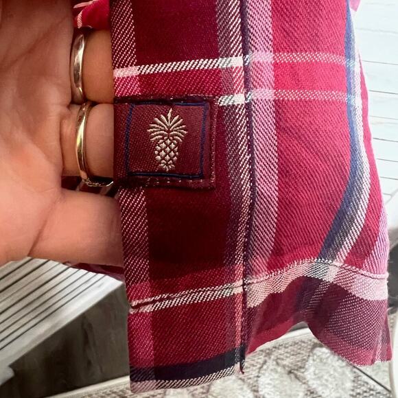 TOMMY BAHAMA Men's L Silk Red Plaid Button Front Casual Shirt Short Sleeve - Picture 10 of 12